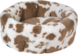 [AB10753] AB COW PLUSH Hoge Mand Wit/Mokka-M 80x80x28cm