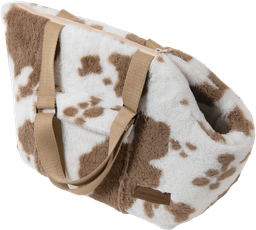 [AB10755] ​AB COW PLUSH Draagtas Wit/Mokka-S 41x27x29cm