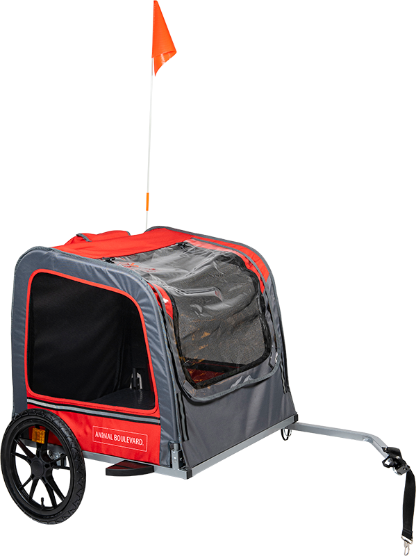 AB TRAVEL Roulotte de Vélo pour Chiens Rouge/Gris-L 130x80x90cm