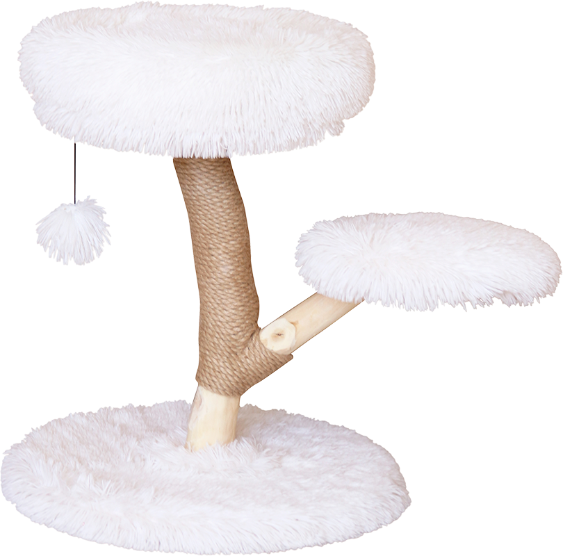 AB CAT TREE ALASKA met Zitje en Mand Wit Plush-50x50x61,5cm