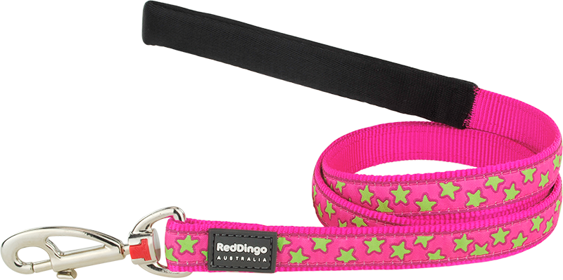 RD Laisse Courte Stars Citron Vert sur Roze-L 25mmx1,2m