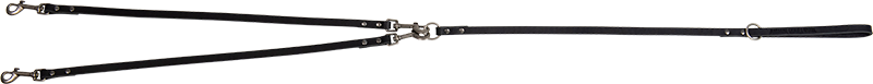 AB COUNTRY LEATHER 2-honden lijn Zwart-12mmx70cm