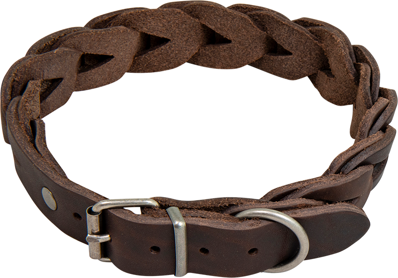 AB COUNTRY LEATHER Collier tressé Brun-25mmx47-53cm