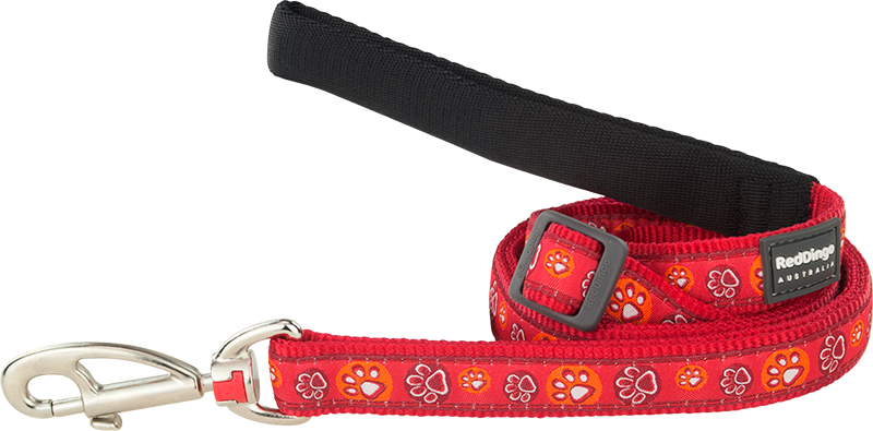 [L6-PI-RE-12] RD Leiband Paw Impressions Rood-XS 12mmx1,8m