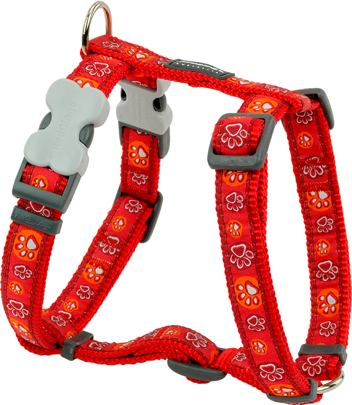 [DH-PI-RE-12] RD Geschirr Paw Impressions Rot-XS