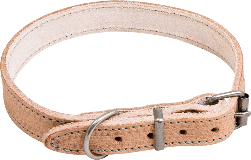 [AB30587] AB WAXED LEATHER Collar Natural-16mmx25-36cm