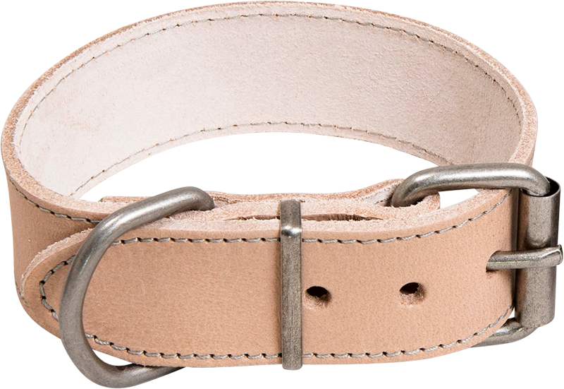 AB WAXED LEATHER Halsband Naturel-35mmx30-38cm