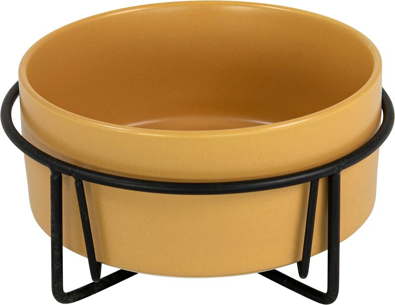 [AB65033] AB Keramische Voerbak met metalen Standaard Beige-850ml