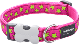 [DC-ST-HP-25] RD Halsband Stars Limoen op Roze-L 25mmx41-63cm