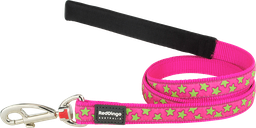 [L4-ST-HP-25] RD Laisse Courte Stars Citron Vert sur Roze-L 25mmx1,2m