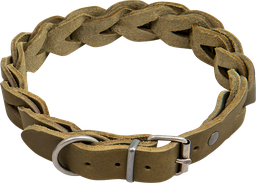 [AB30140] AB COUNTRY LEATHER Halsband geflochten Olive-25mmx47-53cm
