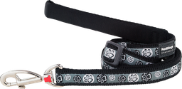 [L6-PI-BB-12] RD Leash Paw Impressions Black-XS 12mmx1,8m
