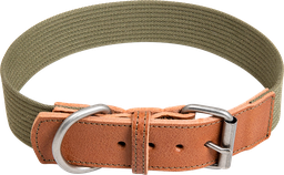 [AB30569] AB WAXED LEATHER WITH CANVAS Halsb. Cognac/Grün-25mmx37-45cm