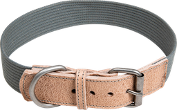 [AB30599] AB WAXED LEATHER WITH CANVAS Collier Nat/Gr-25mmx42-50cm