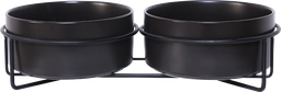 [AB65022] AB Dubbele keramische Voerbak met metalen Standaard Zwart-2x400ml