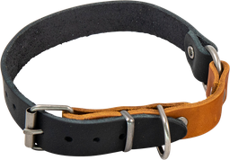 [AB30200] AB COUNTRY LEATHER Halsband Schwarz/Dognac-22mmx43-49cm