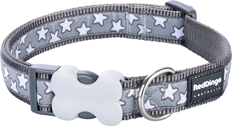 RD Halsband Stars White Grijs-M 20mmx31-47cm