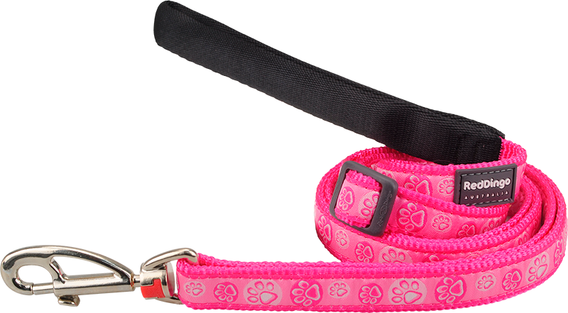 [L6-PI-HP-20] RD Laisse Paw Impressions Rose-M 20mmx1,8m