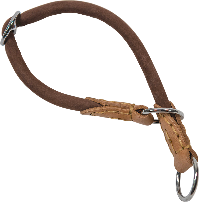 AB NUBUCK LEATHER Slip Collar with Stop Brown-10mmx40cm