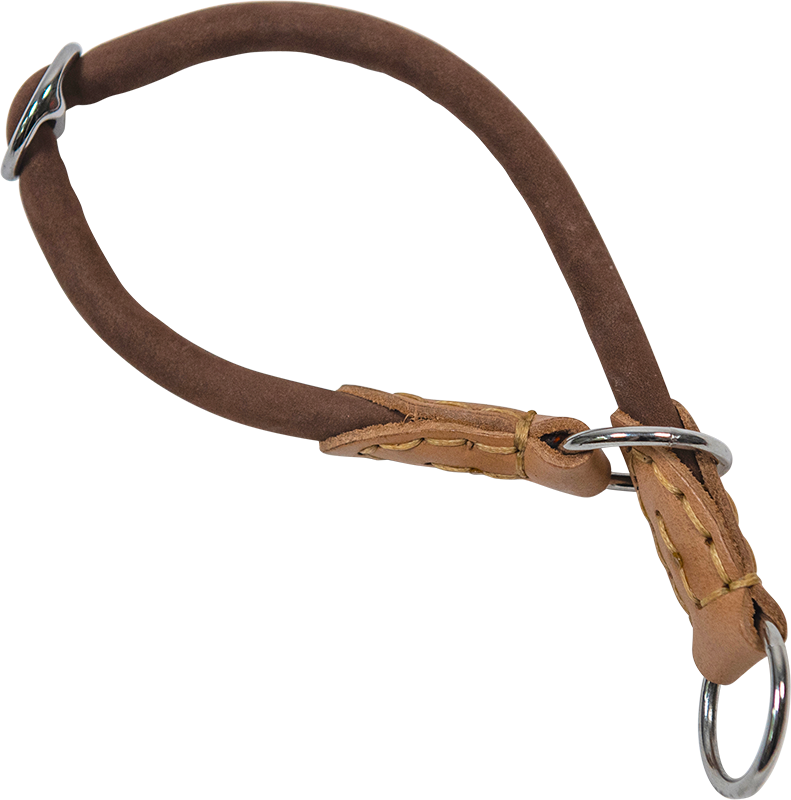 AB NUBUCK LEATHER Martingale-Halsband mit Stopp Braun-10mmx50cm
