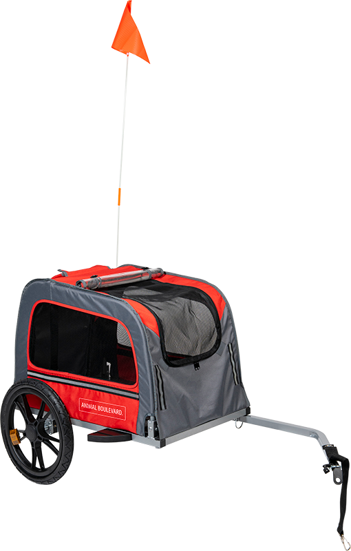 [AB45000] AB TRAVEL Roulotte de Vélo pour Chiens Rouge/Gris-M 130x63x78cm