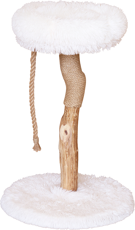 AB CAT TREE ALASKA mit Korb Weiss Plüsch-50x50x80cm