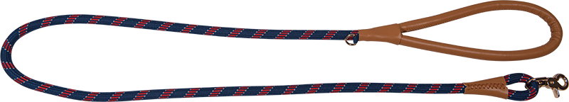 AB PROMENADE Laisse avec Poignée en cuir artificiel Bleu/Rouge-12mmx150cm 
