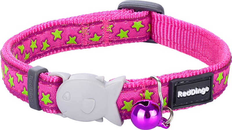 RD Katzenhalsband Stern-Kalk auf Pink-XS 12mmx20-32cm