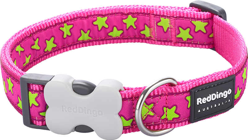 RD Halsband Stars Limoen op Roze-L 25mmx41-63cm
