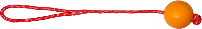 ​AB RUBBER TOY Trektouw met Bal Rood/Oranje-Ø7,5cm