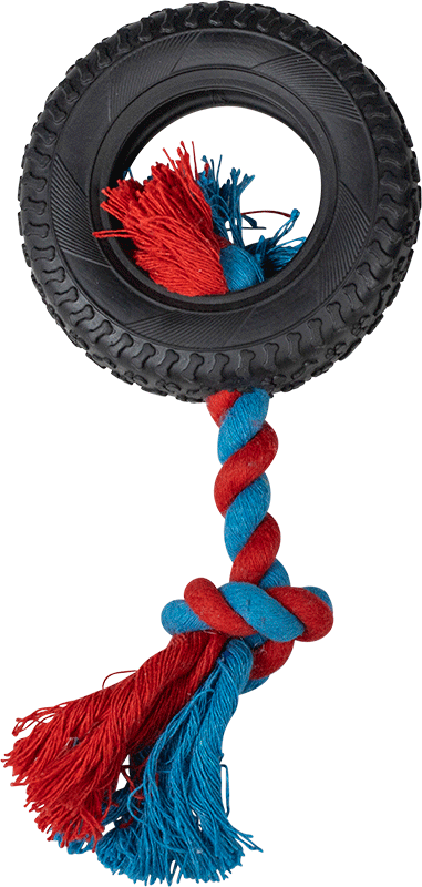 [AB50627] AB TPR TOY Autoband met Touw Zwart-Ø10cm