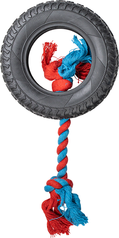[AB50628] AB TPR TOY Autoband met Touw Zwart-Ø15cm