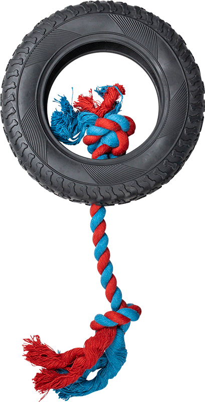 [AB50629] AB TPR TOY Autoband met Touw Zwart-Ø20cm