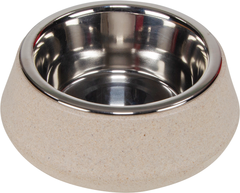 [AB65051] AB  Bamboe Kom met Inox Crème-14cm 