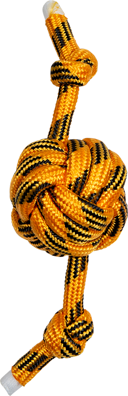 AB Touwbal met 2 Knopen Geel/Zwart-60-70g 22cm