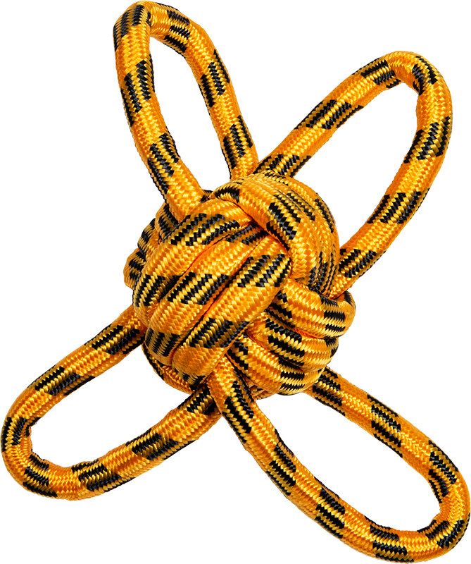 AB Balle en Corde avec 4 Boucles Jaune/Noir-290-300g 31cm