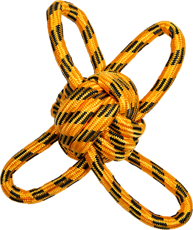 AB Rope Ball with 4 Loops Yellow/Black-290-300g 31cm