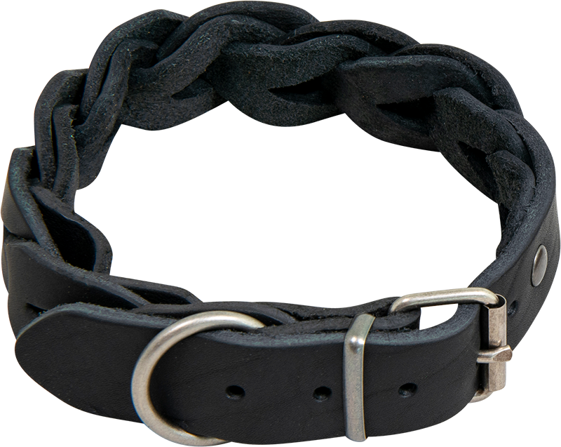 AB COUNTRY LEATHER Gevlochten halsband Zwart-25mmx58-64cm