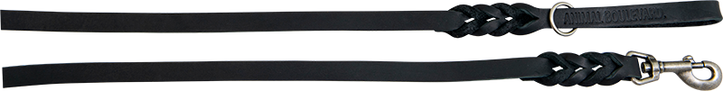 AB COUNTRY LEATHER Gevlochten leiband Zwart-16mmx130cm