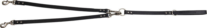 AB COUNTRY LEATHER 2-dog leash Black-20mmx50cm