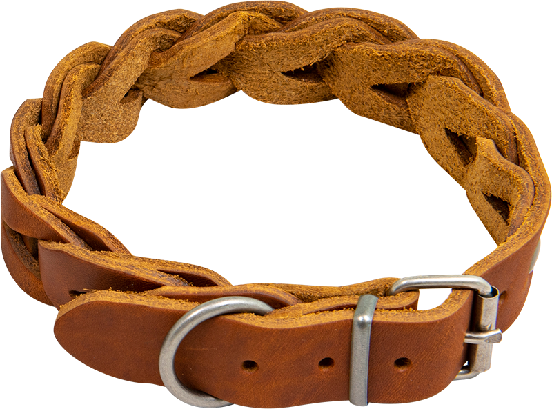 [AB30047] AB COUNTRY LEATHER Halsband geflochten Cognac-25mmx40-46cm