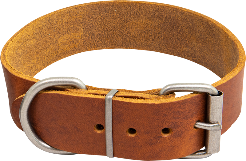 AB COUNTRY LEATHER HD halsband Cognac-40mmx42-50cm