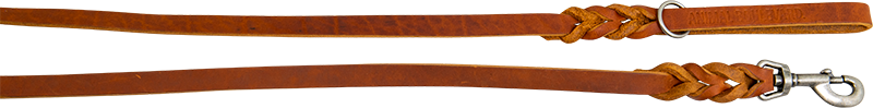 AB COUNTRY LEATHER Laisse longue tressée Cognac-16mmx180cm