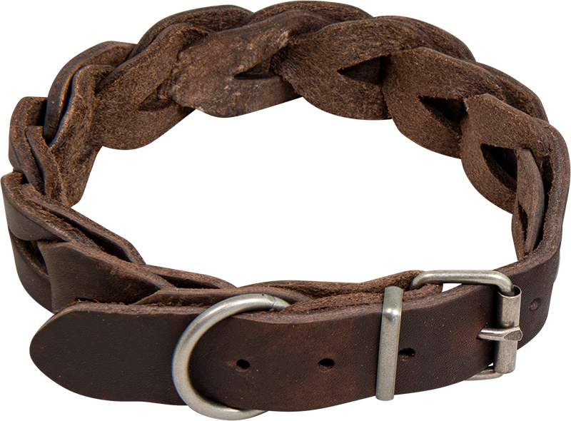 [AB30092] AB COUNTRY LEATHER Halsband geflochten Braun-25mmx36-43cm