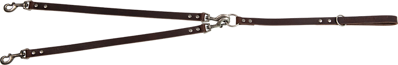 AB COUNTRY LEATHER 2-dog leash Brown-20mmx50cm