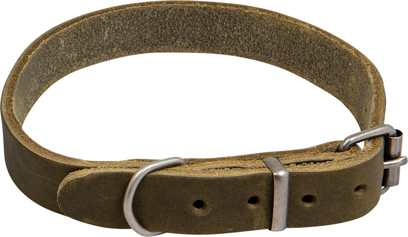 AB COUNTRY LEATHER Collar Olive-12mmx24-32cm