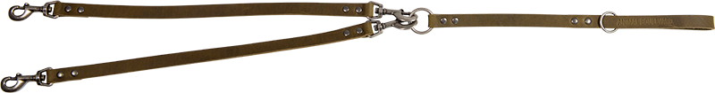 AB COUNTRY LEATHER 2-dog leash Olive-12mmx70cm