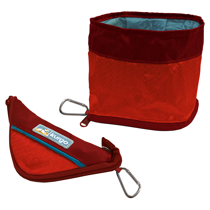 [K01559] KURGO Zippy Bowl Abreuvoir pliable Rouge-1,3L 18x8cm