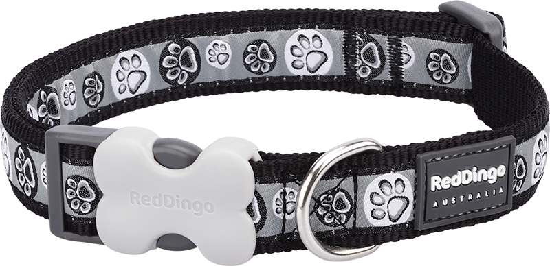 [DC-PI-BB-12] RD Collar Paw Impressions Black-XS 12mmx20-32cm
