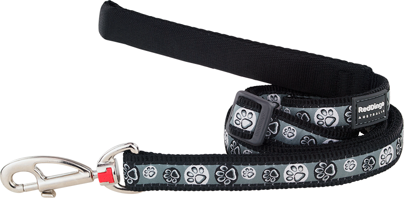 [L6-PI-BB-12] RD Laisse Paw Impressions Noir-XS 12mmx1,8m